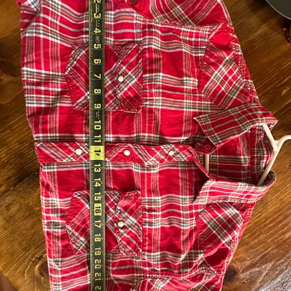 Red Plaid Pearl Snap Western Shirt XL | Oversized Flannel Cowgirl Ranch Style - Picture 7 of 8